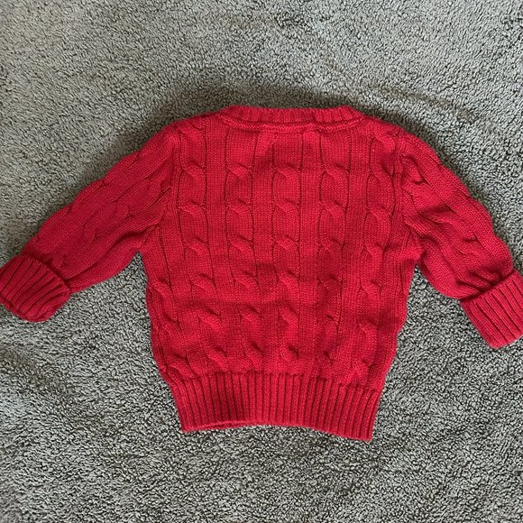 Polo Ralph Lauren Newborn Baby Boy Cable-Knit Cotton Sweater - Red - 3 Months - Picture 3 of 4
